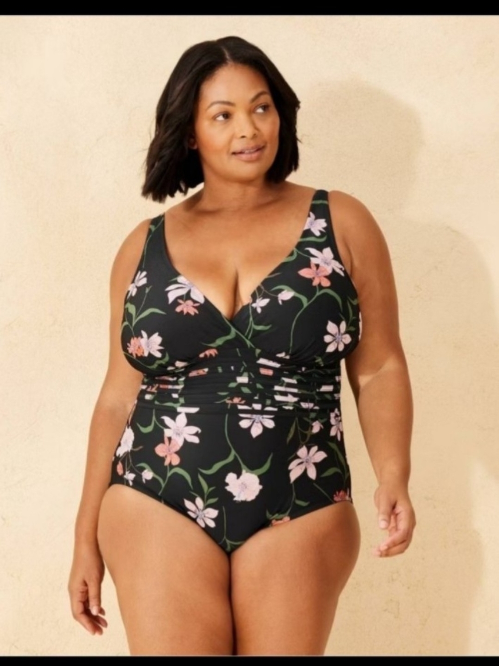 Shade & Shore Black Floral Full Seat Coverage Swimsuit
Sz 17 NWT